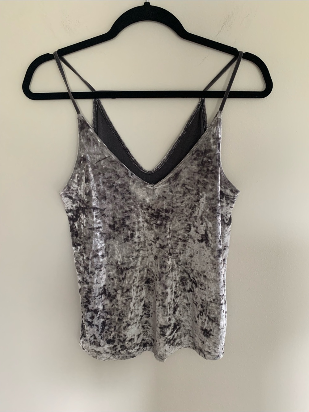 American Eagle Velvet V-Neck Cami Tank Top - Gray